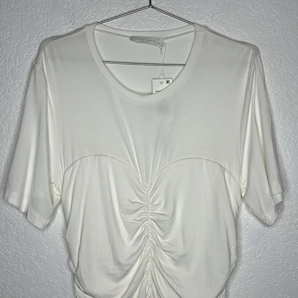 NWT Jonathan SIMKHAI Standard Jaslene Mini T Shirt Dress in White XL Revolve